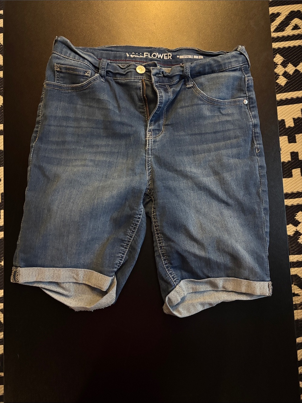 Wallflower Blue Denim Rolled Cuff Shorts